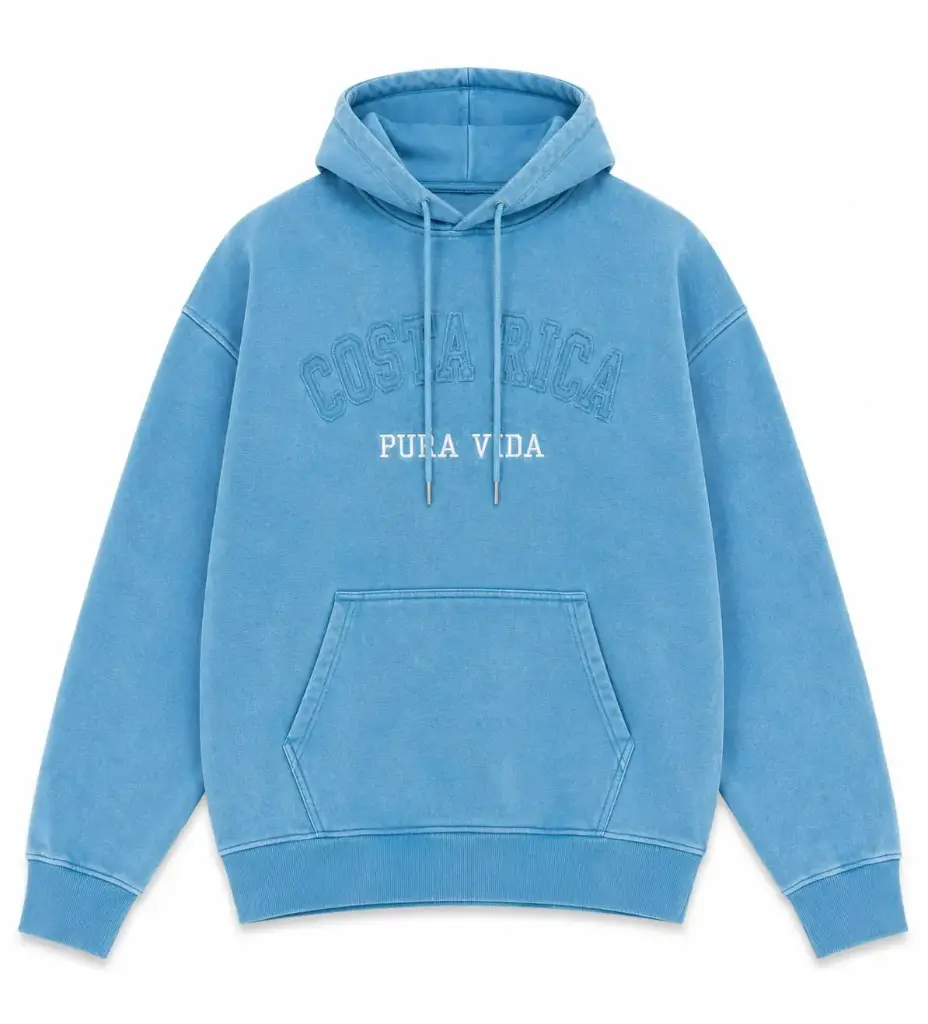 Sudadera con Gorro Bordada Celeste S 