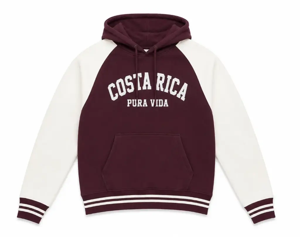 Sudadera con Gorro Bordada Vino y Blanco M 