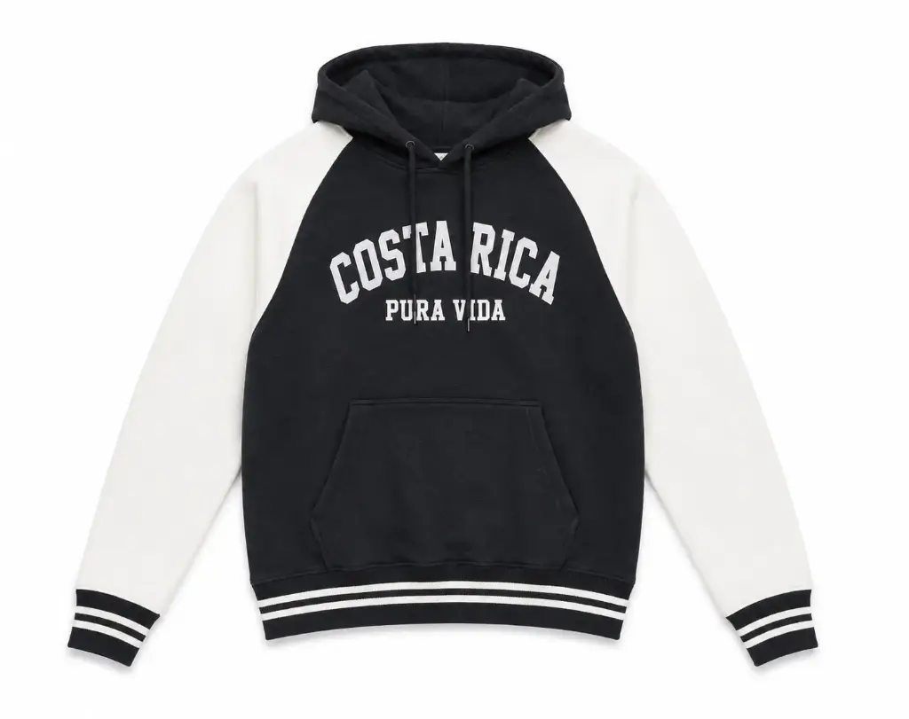 Sudadera con Gorro Bordada Negro y Blanco 2XL 