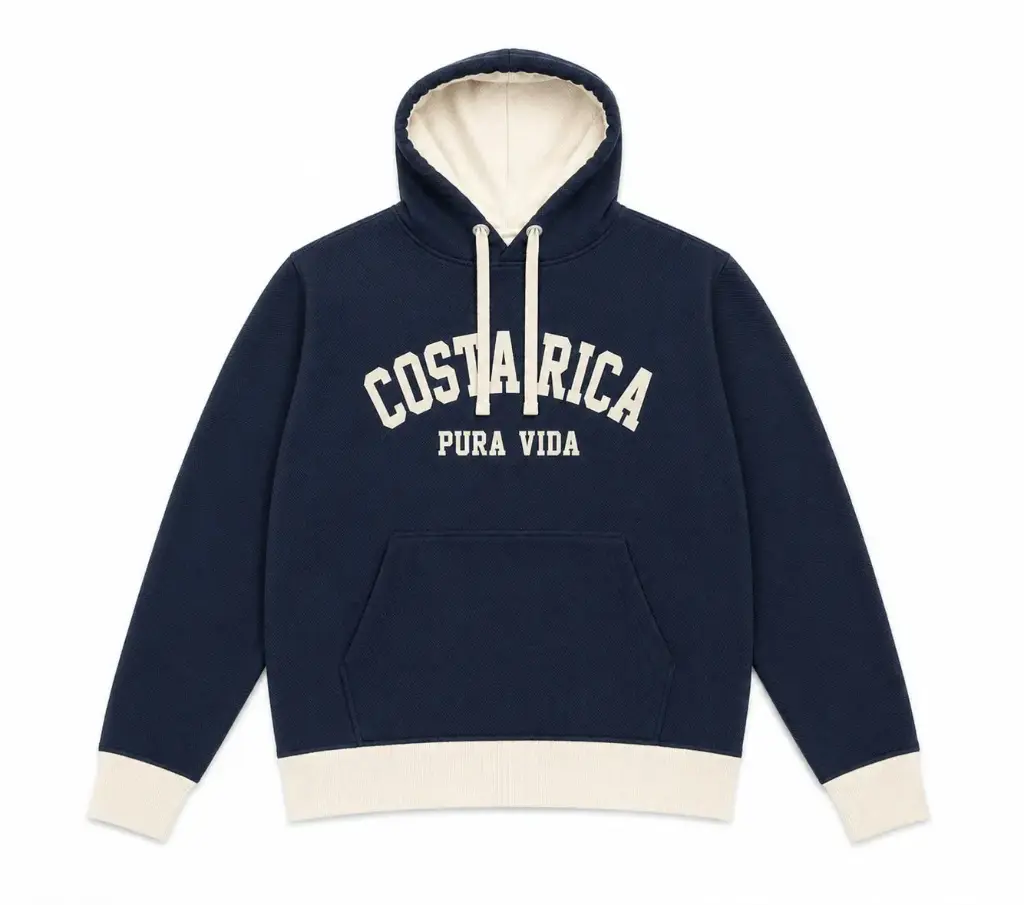 Sudadera con Gorro Bordada Azul y Beige  2XL 