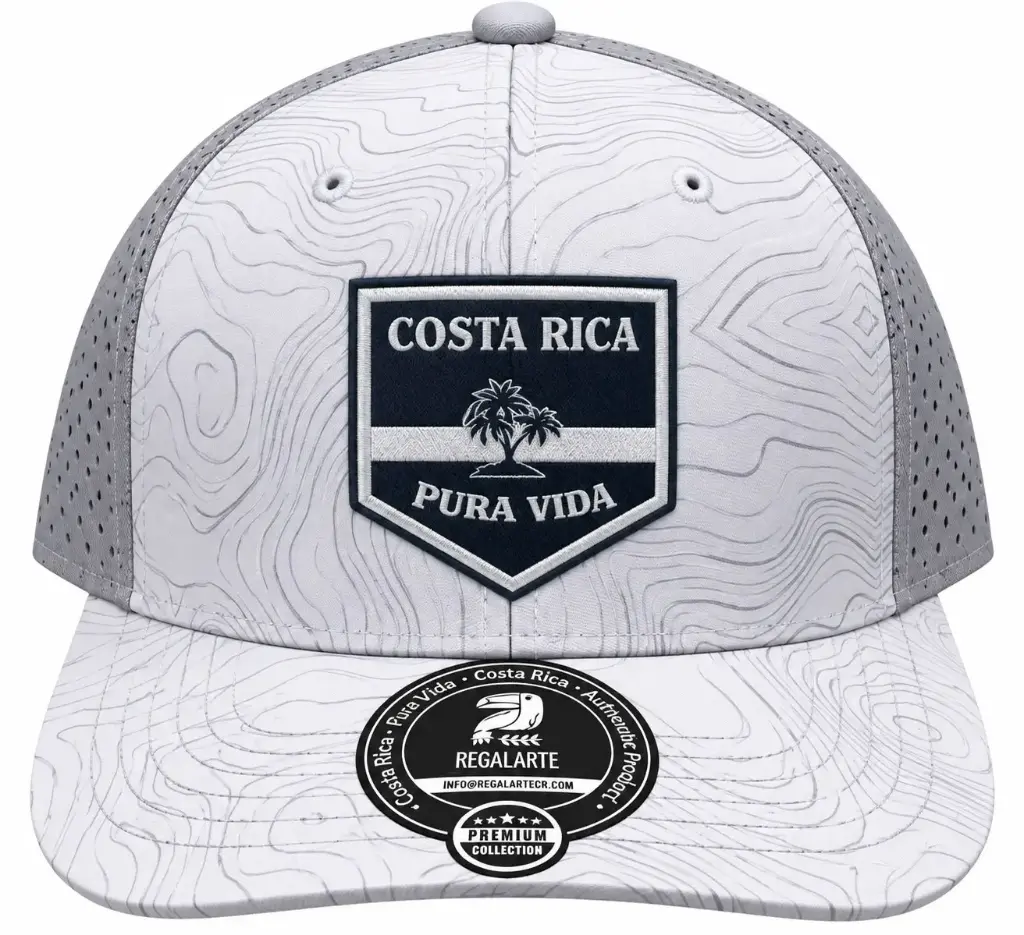 Gorra  Blanca Rayada Logo Palmera / G138