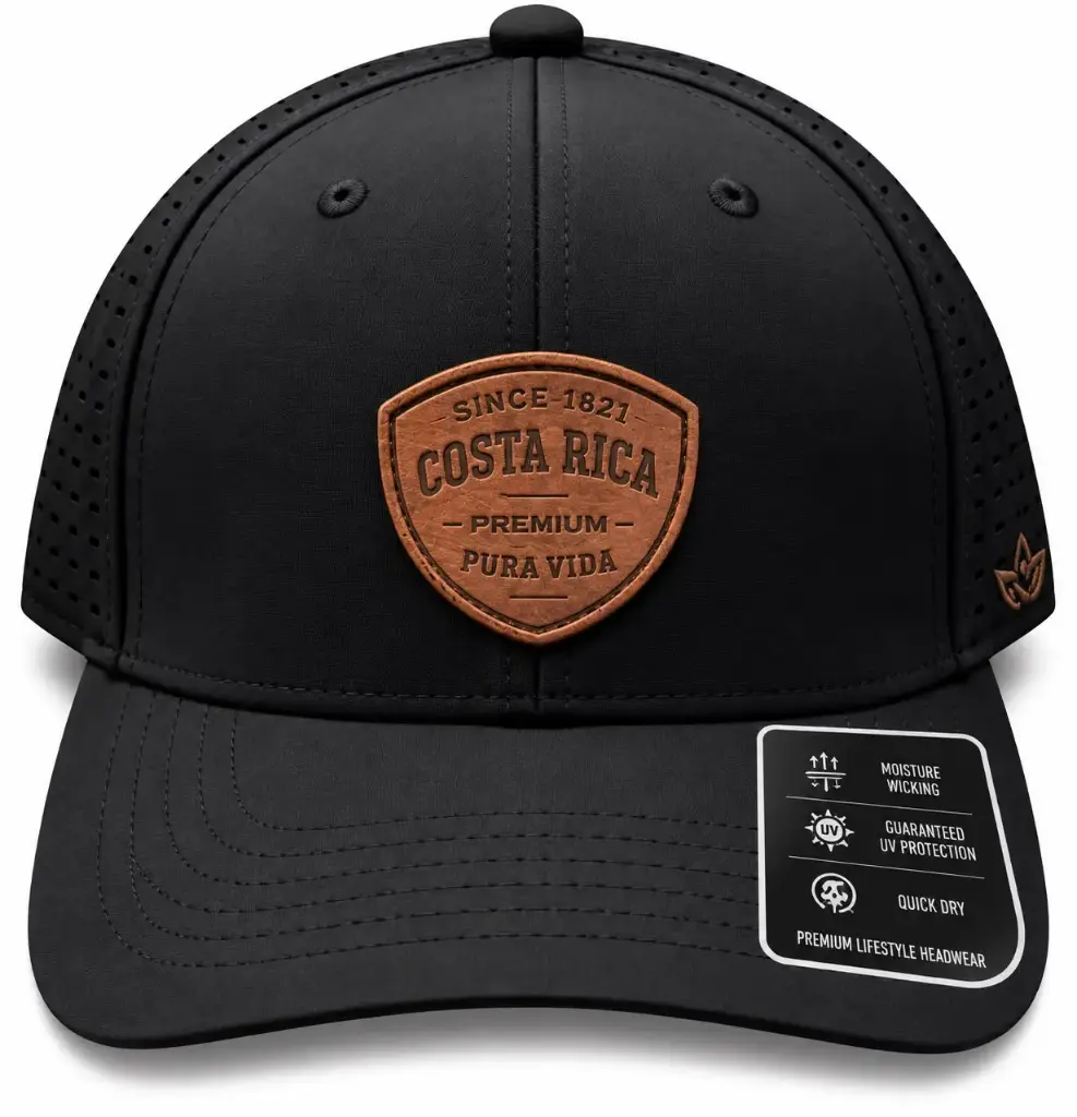 Gorra  Deportiva Negra Adulto Parche Cuero  / G51